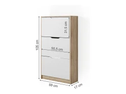 Móvel De Arrumação|Sapateira|Vicco Armário para sapatos sonoma/branco 59x22x105 luca Natural claro