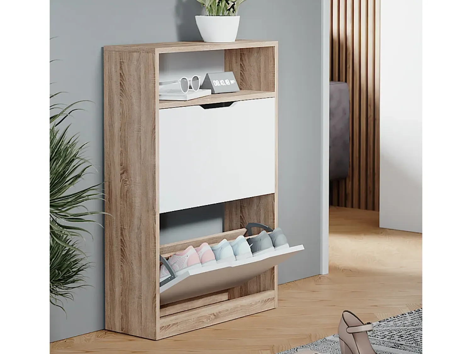 Hot Vicco Armário para sapatos sonoma/branco 59x22x89.5 luca Natural claro