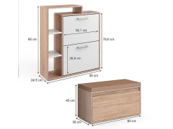 Móvel De Arrumação|Sapateira|Vicco Armário para sapatos sonoma 80x39x90 orlando Natural claro