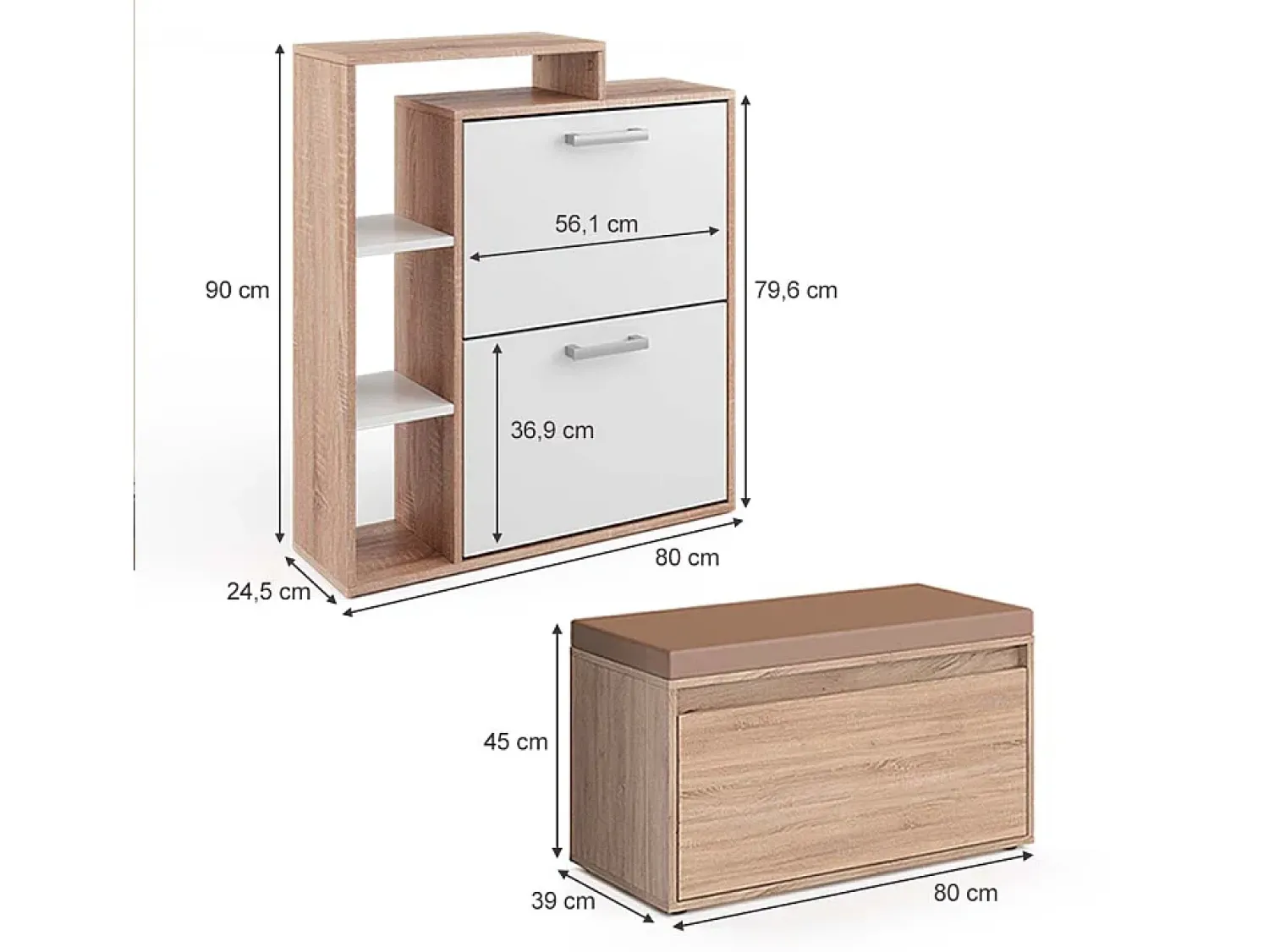 Móvel De Arrumação|Sapateira|Vicco Armário para sapatos sonoma 80x39x90 orlando Natural claro