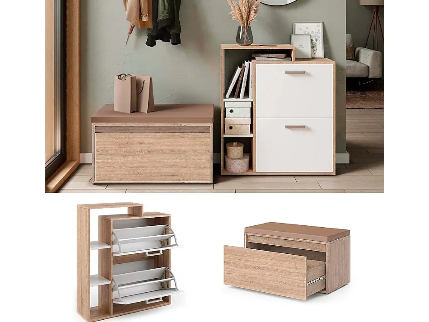 Móvel De Arrumação|Sapateira|Vicco Armário para sapatos sonoma 80x39x90 orlando Natural claro