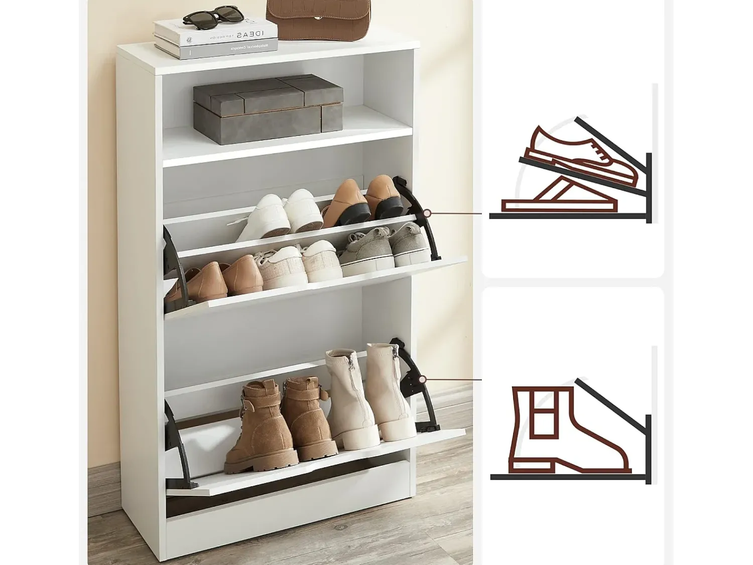 Armário para sapatos 60x24x102 cm^ Móvel De Arrumação|Sapateira