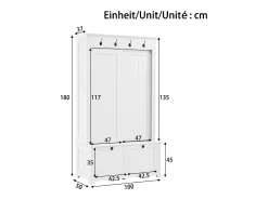Móvel De Entrada*Merax Armário para sapatos/corredor com ganchos - 100 x 50 x 180 cm - com 3 portas - MDF - Branco