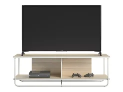 Discount Dorel Home Armário para televisão com 2 gavetas e 1 porta em aglomerado laminado Castanho