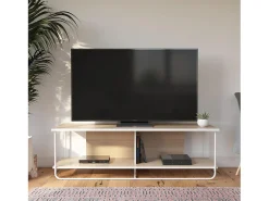 Discount Dorel Home Armário para televisão com 2 gavetas e 1 porta em aglomerado laminado Castanho