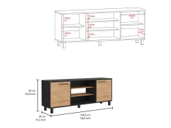 Móvel De Tv|TuHome Armário para TV Kaia com arrumação multimédia, 57.98 cm X 148.92 cm X 38.98 cm , Preto Multicor