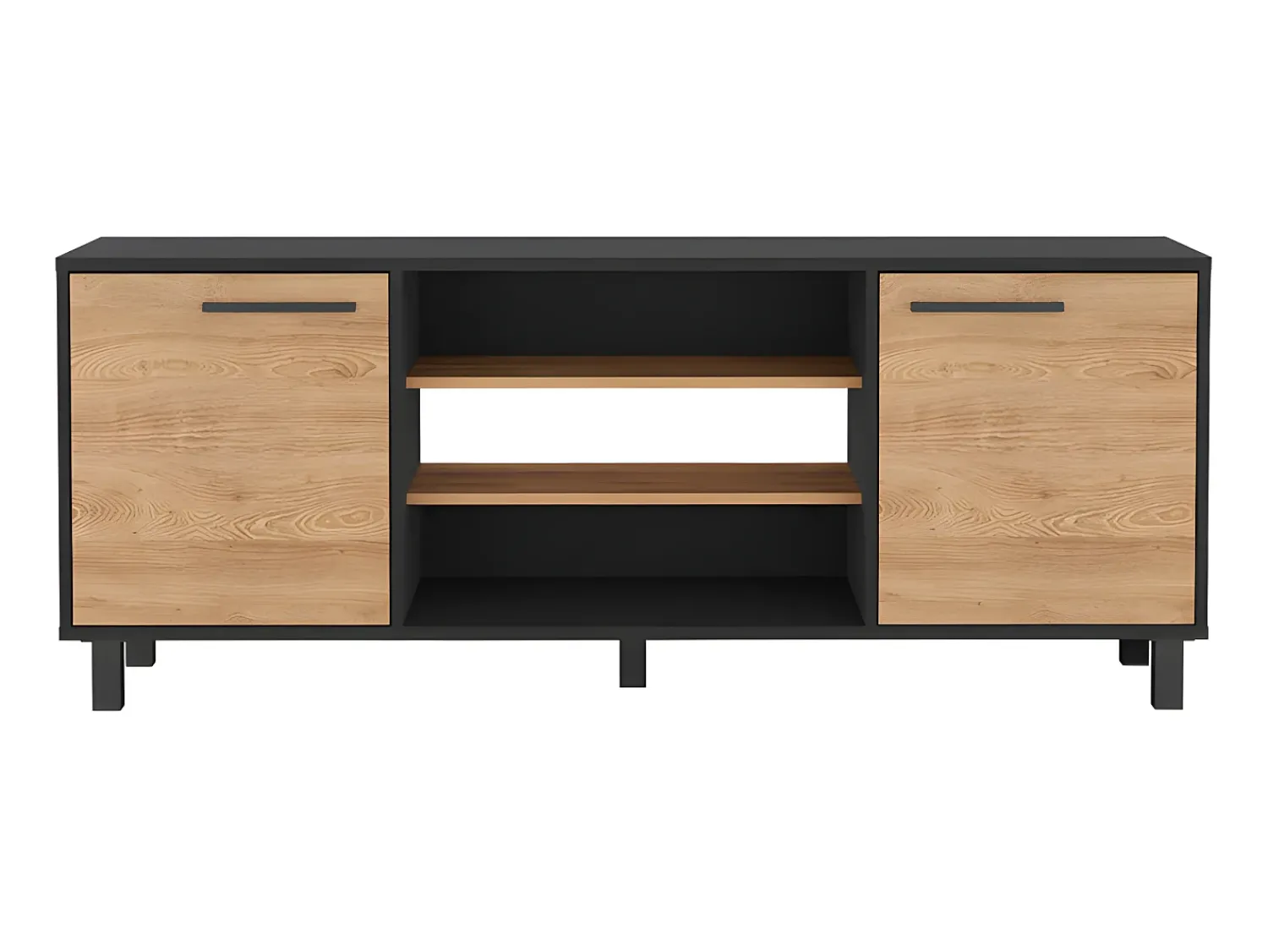 Móvel De Tv|TuHome Armário para TV Kaia com arrumação multimédia, 57.98 cm X 148.92 cm X 38.98 cm , Preto Multicor