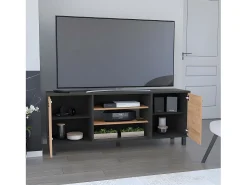 Móvel De Tv|TuHome Armário para TV Kaia com arrumação multimédia, 57.98 cm X 148.92 cm X 38.98 cm , Preto Multicor