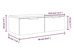 vidaxl Armário parede 2 pcs 68x30x20 cm madeira proce. cinza cimento^ Prateleira