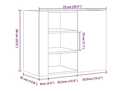 Prateleira|vidaxl Armário parede 75x35x60 cm derivados de madeira carvalho fumado Castanho
