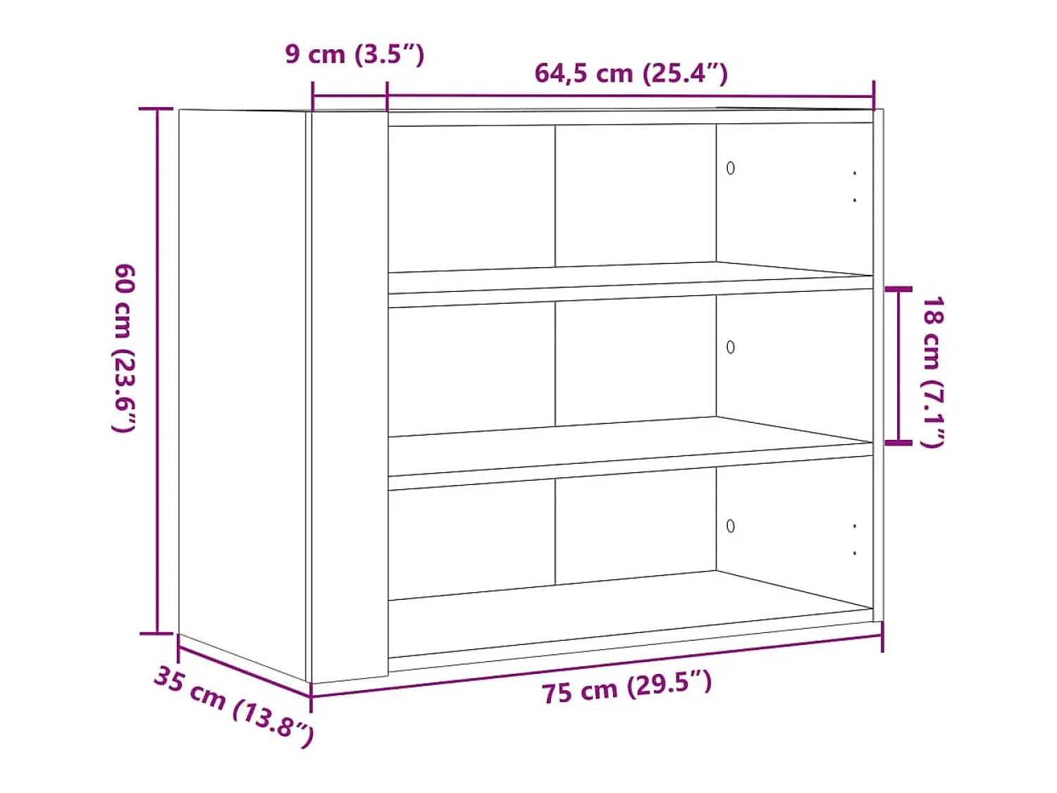 Prateleira|vidaxl Armário parede 75x35x60 cm derivados de madeira sonoma Cinzento