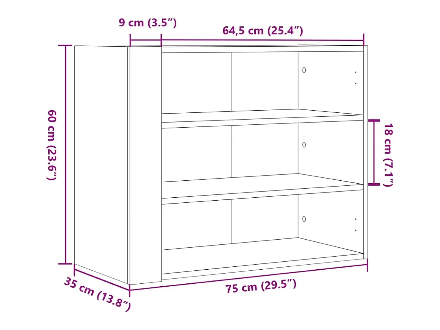 Prateleira|vidaxl Armário parede 75x35x60 cm derivados de madeira sonoma Cinzento