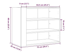 Prateleira|vidaxl Armário parede 75x35x60 cm derivados madeira cimento Cinzento