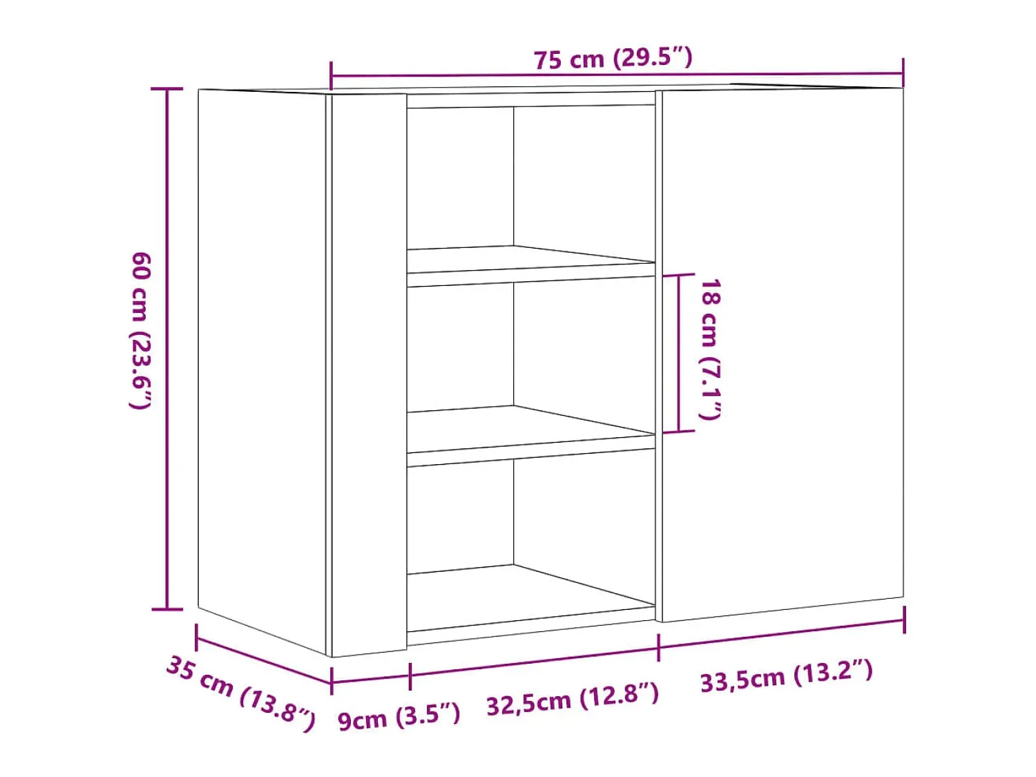 Discount vidaxl Armário parede 75x35x60 cm derivados madeira carvalho Castanho
