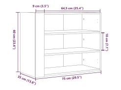 vidaxl Armário parede 75x35x60 cm derivados madeira carvalho fumado^ Prateleira