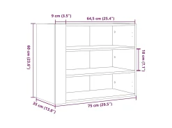 vidaxl Armário parede 75x35x60 cm derivados madeira carvalho fumado^ Prateleira