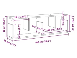 vidaxl Armário parede 100x20x30 cm madeira processada^ Prateleira