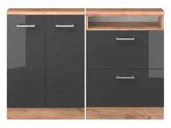 Móvel De Arrumação*Vicco Armário sótão antracite alto brilho/carvalho goldkraft 120x46x81.6 rion Cinza antracite