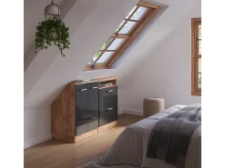 Móvel De Arrumação*Vicco Armário sótão antracite alto brilho/carvalho goldkraft 120x46x81.6 rion Cinza antracite