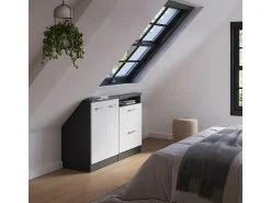 Móvel De Arrumação|Vicco Armário sótão alto brilho/antracite 120x46x81.6 rion Branco