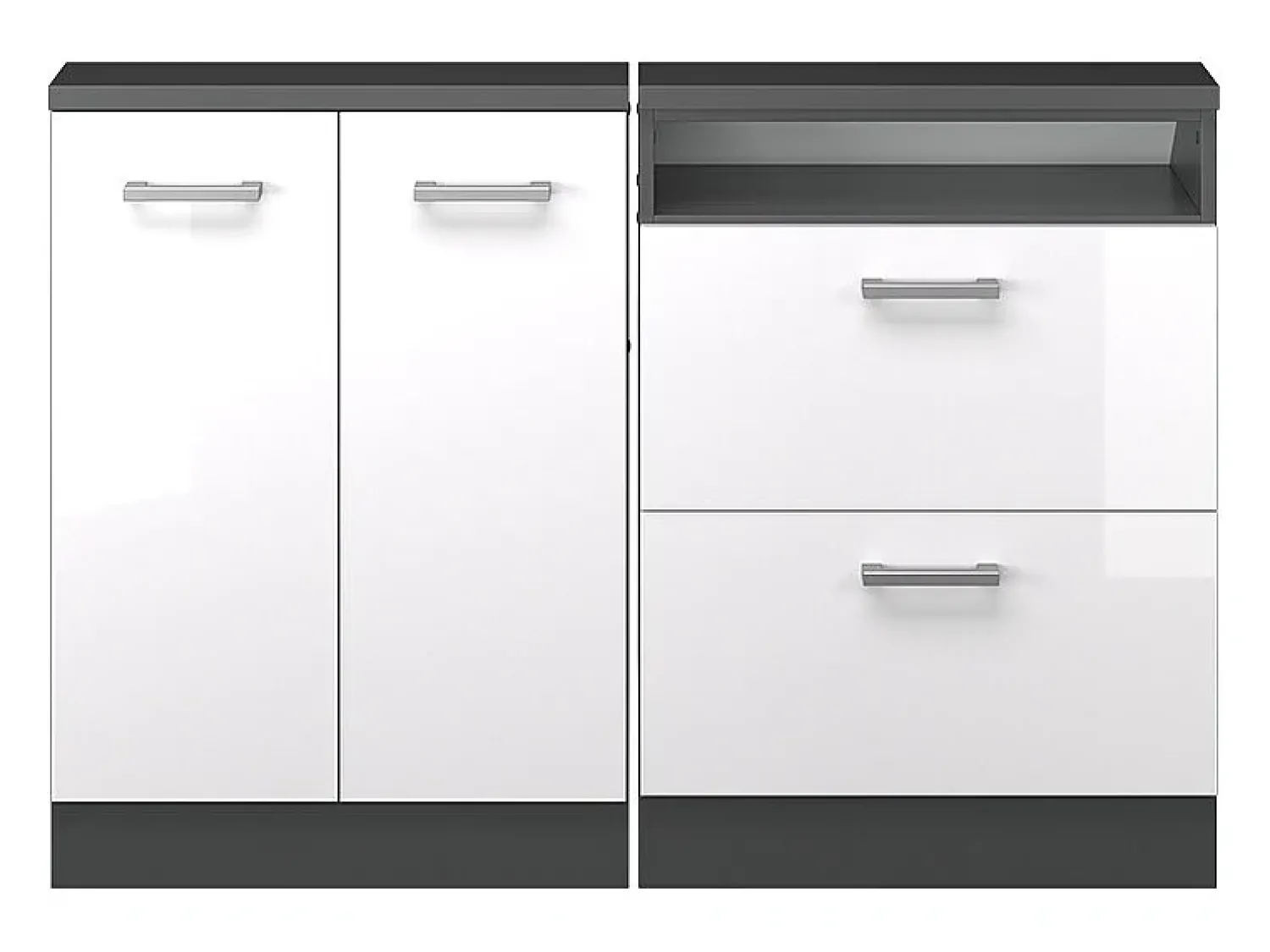 Móvel De Arrumação|Vicco Armário sótão alto brilho/antracite 120x46x81.6 rion Branco