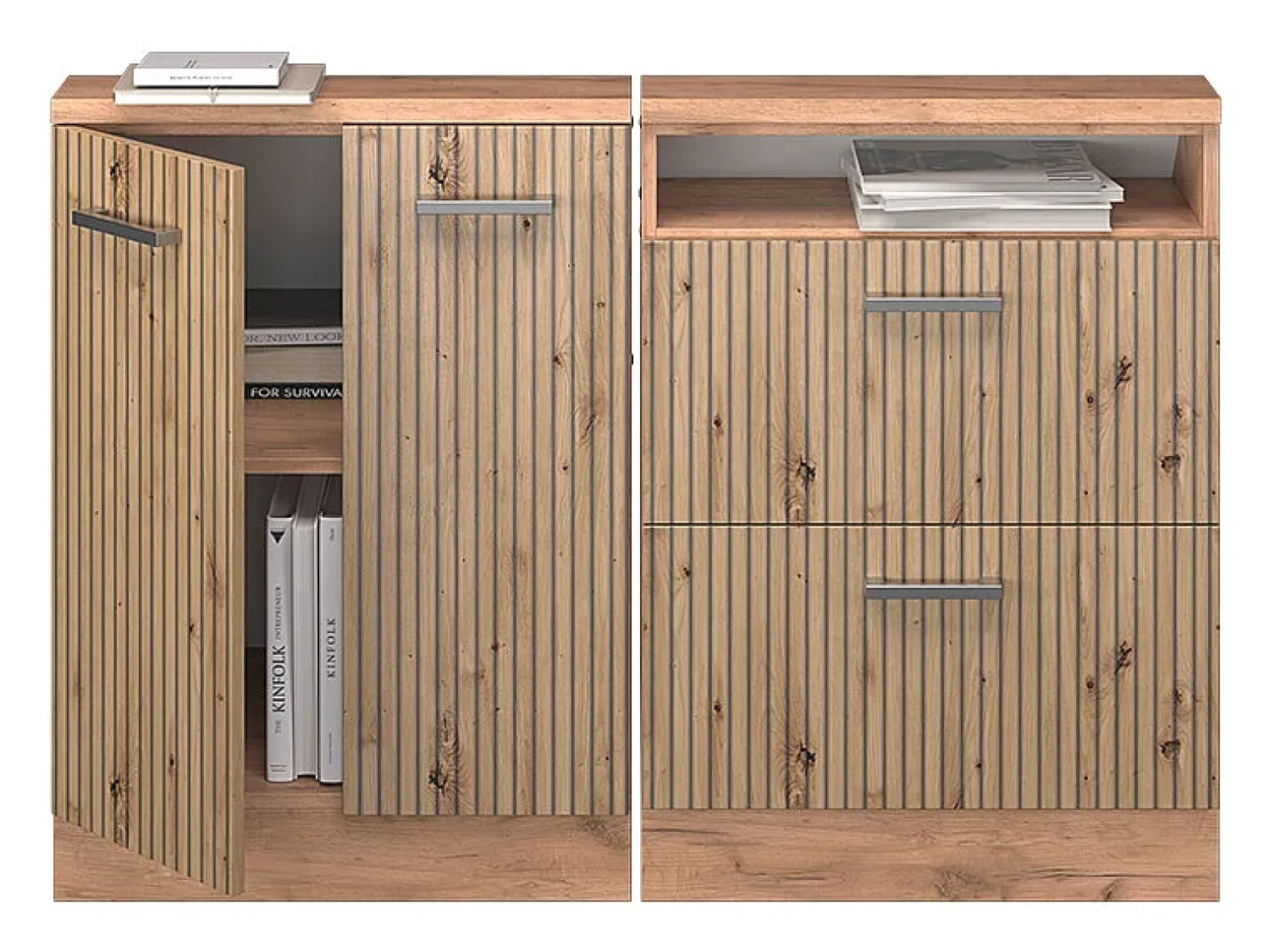 Móvel De Arrumação|Vicco Armário sótão carvalho artesanal/carvalho goldkraft 120x46x81.6 rion Natural claro