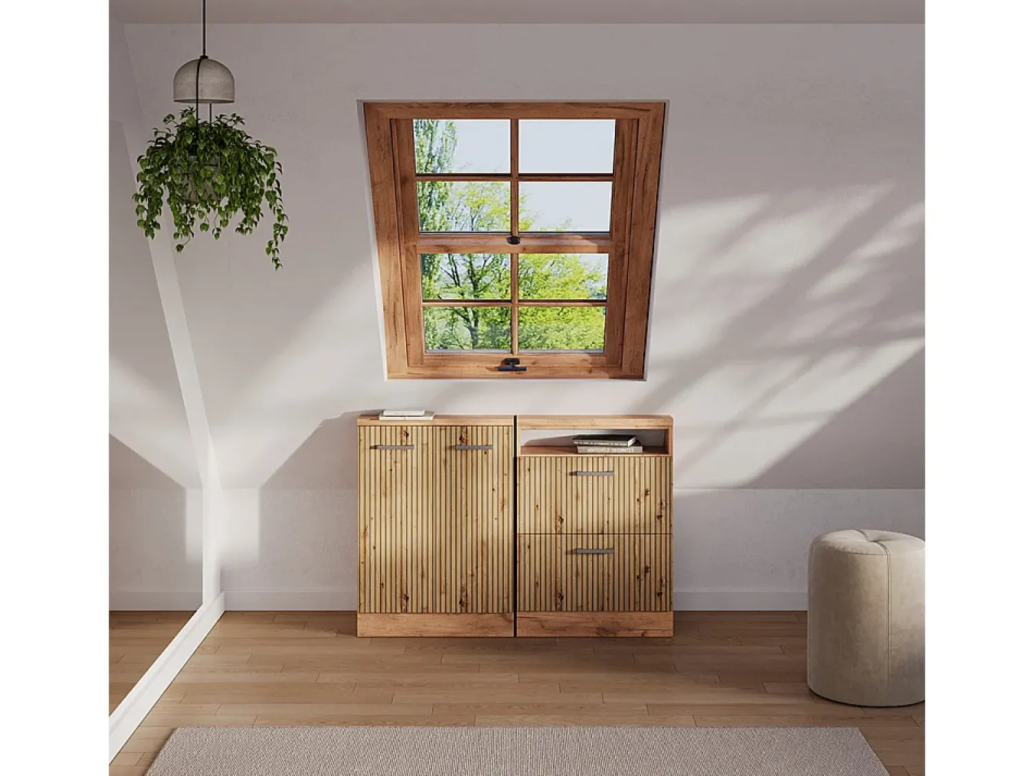 Móvel De Arrumação|Vicco Armário sótão carvalho artesanal/carvalho goldkraft 120x46x81.6 rion Natural claro