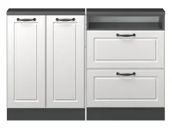 Vicco Armário sótão casa de campo branca/antracite 120x46x81.6 rion^ Móvel De Arrumação