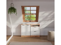 Móvel De Arrumação*Vicco Armário sótão casa de campo branca/carvalho dourado 120x46x81.6 rion Branco sujo