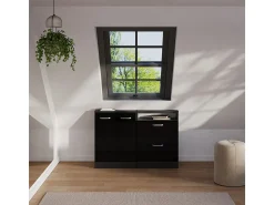 Móvel De Arrumação|Vicco Armário sótão alto brilho/antracite 120x46x81.6 rion Preto