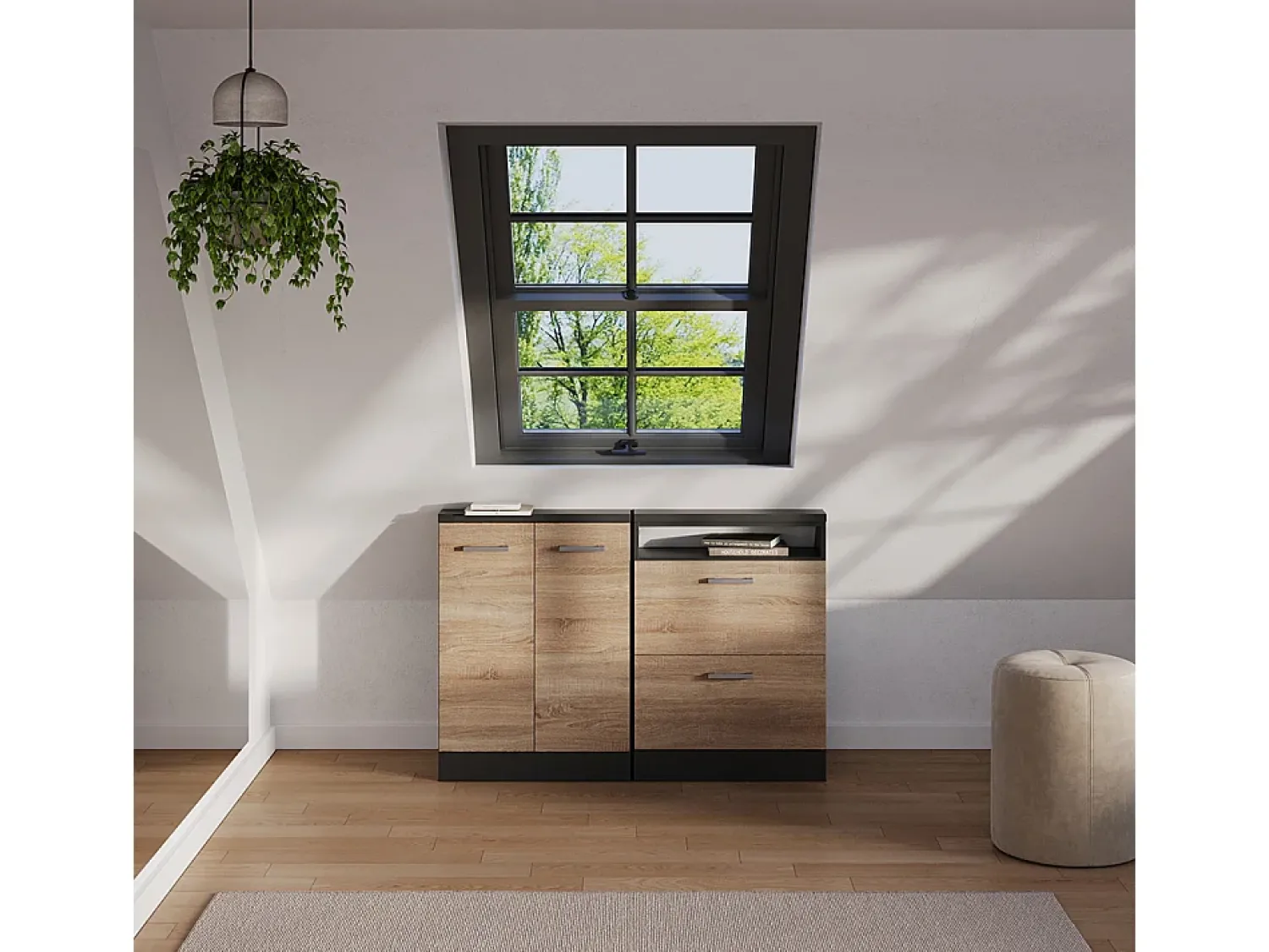 Vicco Armário sótão sonoma/antracite 120x46x81.6 rion^ Móvel De Arrumação