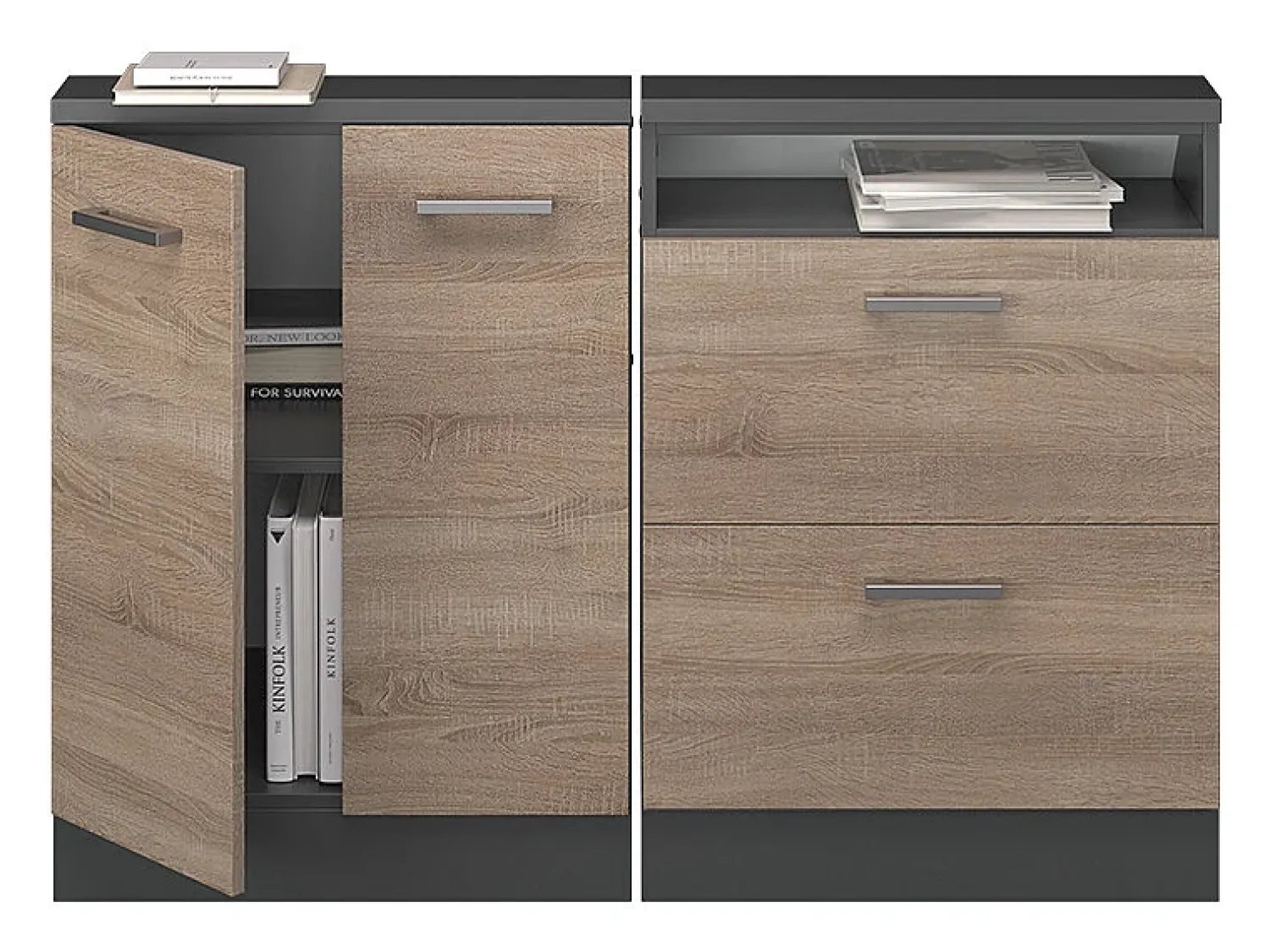 Vicco Armário sótão sonoma/antracite 120x46x81.6 rion^ Móvel De Arrumação