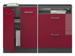 Móvel De Arrumação*Vicco Armário sótão brilhante/antracite 120x46x81.6 rion Vermelho