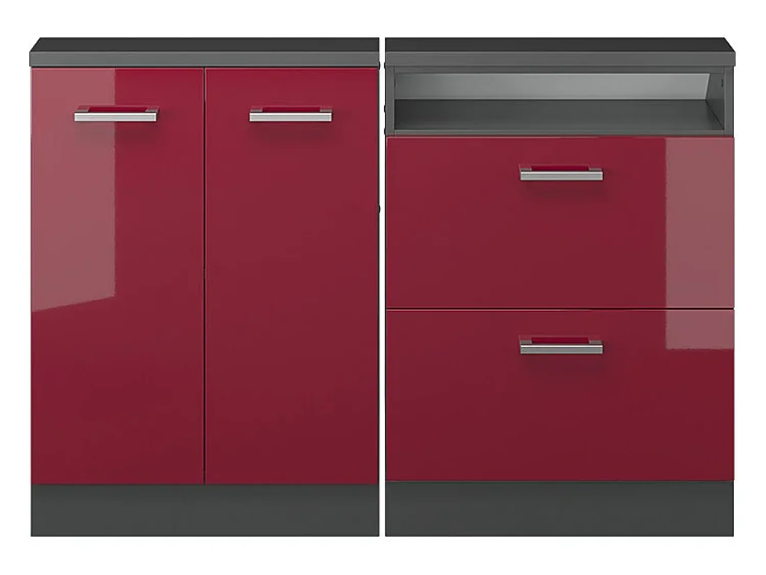 Móvel De Arrumação*Vicco Armário sótão brilhante/antracite 120x46x81.6 rion Vermelho