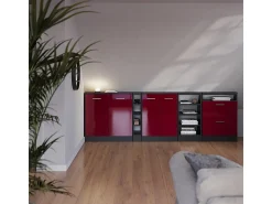 Móvel De Arrumação*Vicco Armário sótão brilhante/antracite 120x46x81.6 rion Vermelho