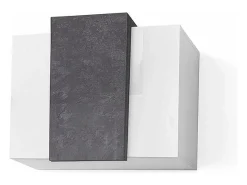 Prateleira*Dmora Armário suspenso Michael, Guarda-roupa multiuso, Armário de parede, 100% Fabricado na Itália, 90x38h66 cm, brilhante e ardósia Branco