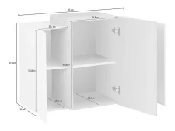 Prateleira*Dmora Armário suspenso Michael, Guarda-roupa multiuso, Armário de parede, 100% Fabricado na Itália, 90x38h66 cm, brilhante e ardósia Branco