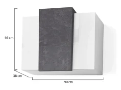 Prateleira*Dmora Armário suspenso Michael, Guarda-roupa multiuso, Armário de parede, 100% Fabricado na Itália, 90x38h66 cm, brilhante e ardósia Branco