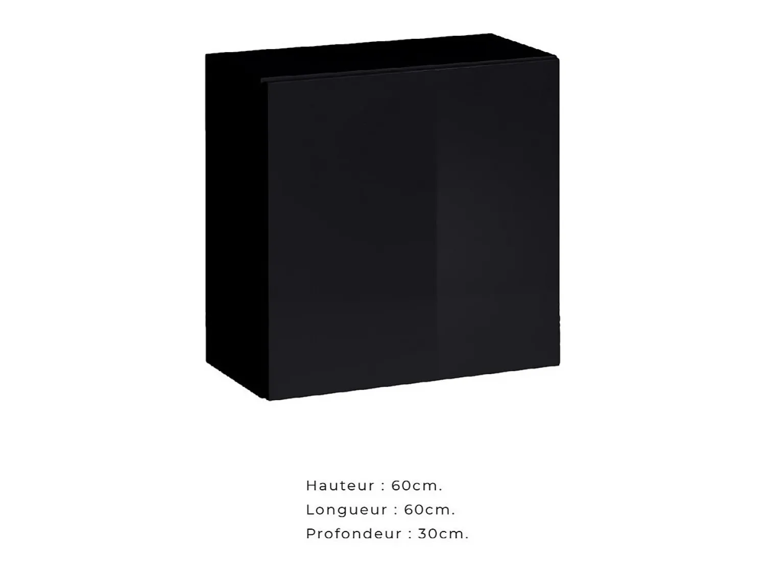 Price Factory Armário suspenso na cor preta 60x60cm para sala de estar, coleção SWITCH.^ Prateleira