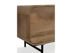 Móvel De Tv* Armário TV com contornos curvos em madeira maciça de manga com 3 portas Natural claro