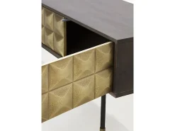 Hot Armário TV em madeira de manga maciça 4 portas com frente em latão dourado Castanho