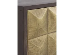 Hot Armário TV em madeira de manga maciça 4 portas com frente em latão dourado Castanho