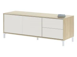 Móvel De Tv|duehome Armário TV Lea Blanco Artik (Blanco Mate) - Roble Canadian Natural claro
