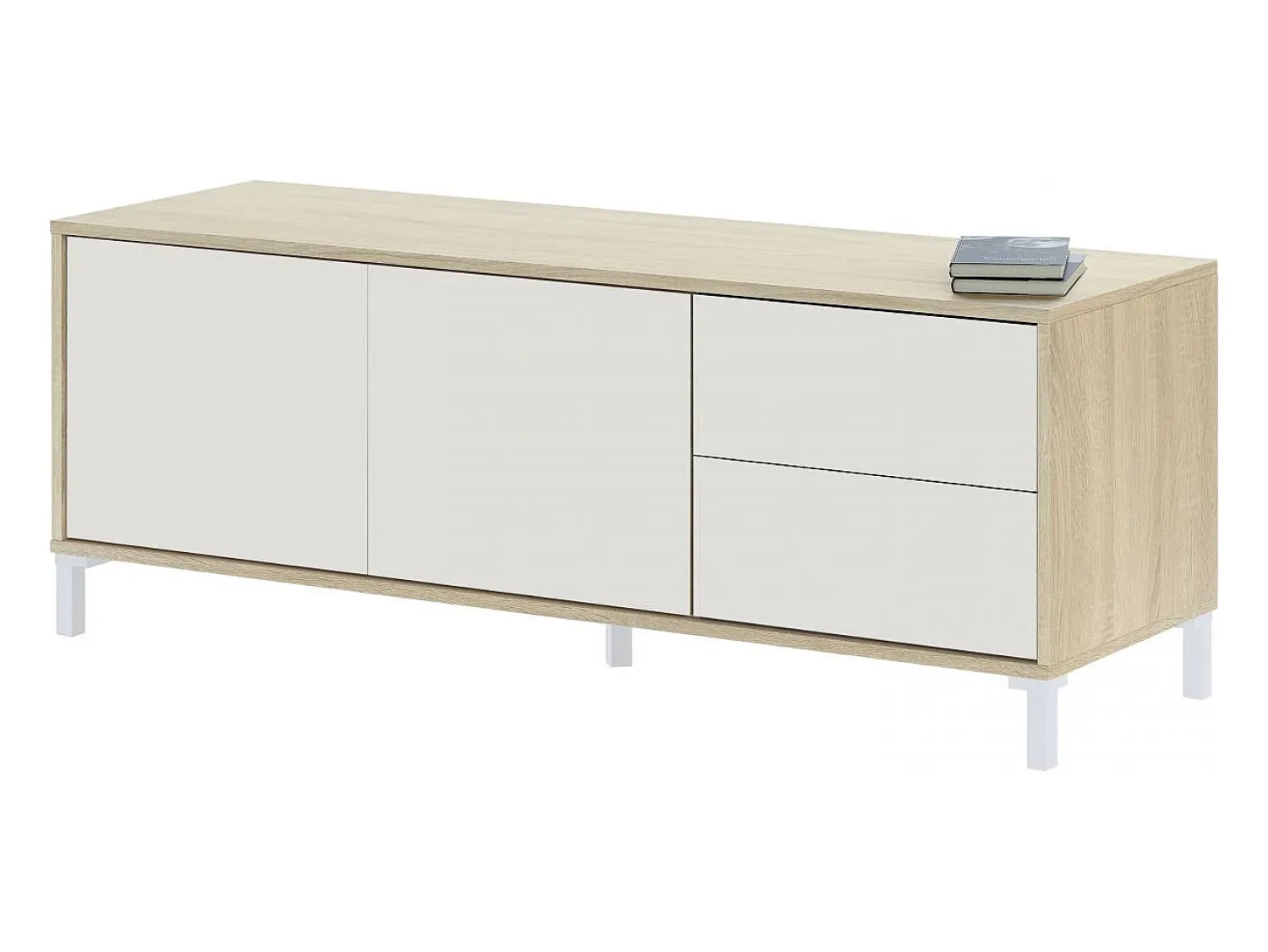 Móvel De Tv|duehome Armário TV Lea Blanco Artik (Blanco Mate) - Roble Canadian Natural claro