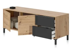 Sale duehome Armário TV Lea Gris Antracita - Roble Nodi Cinzento