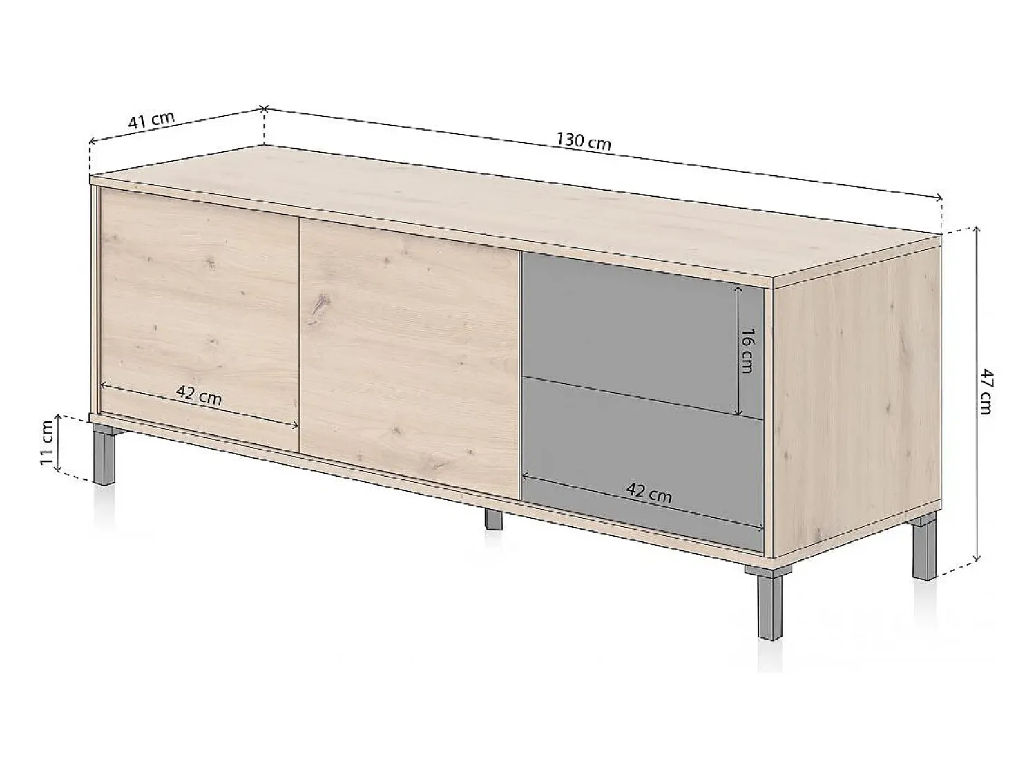 Sale duehome Armário TV Lea Gris Antracita - Roble Nodi Cinzento