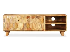 Móvel De Tv| Armário TV madeira de mangueira maciça 118x35x40 cm PT995523 Castanho