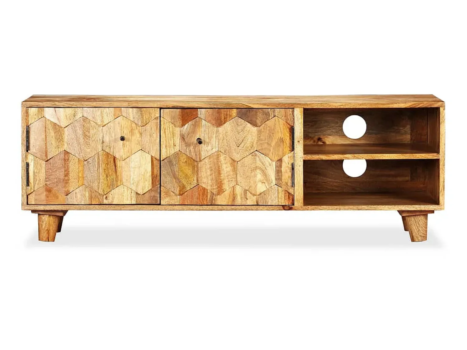 Móvel De Tv| Armário TV madeira de mangueira maciça 118x35x40 cm PT995523 Castanho