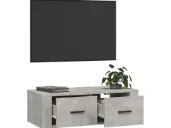 Armário TV suspenso 80x36x25 cm derivados madeira cinza cimento PT630882^ Móvel De Tv