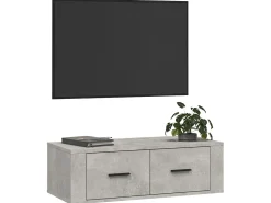 Armário TV suspenso 80x36x25 cm derivados madeira cinza cimento PT630882^ Móvel De Tv